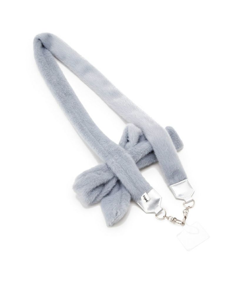 fluffy ribbon phone strap *JP (blue)