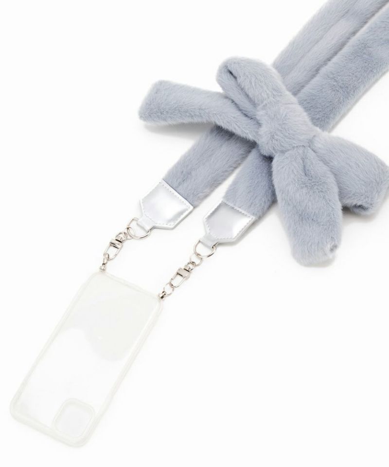 fluffy ribbon phone strap *JP (blue)