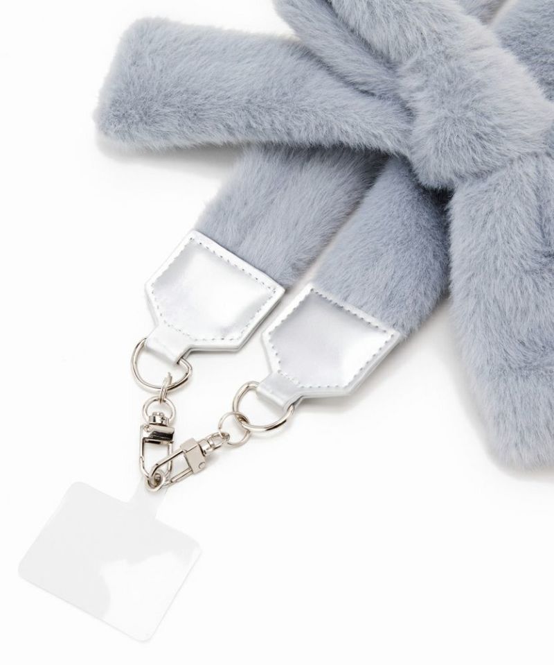 fluffy ribbon phone strap *JP (blue)