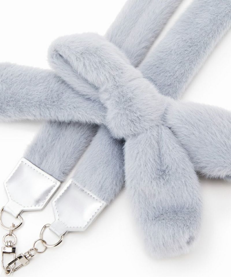 fluffy ribbon phone strap *JP (blue)