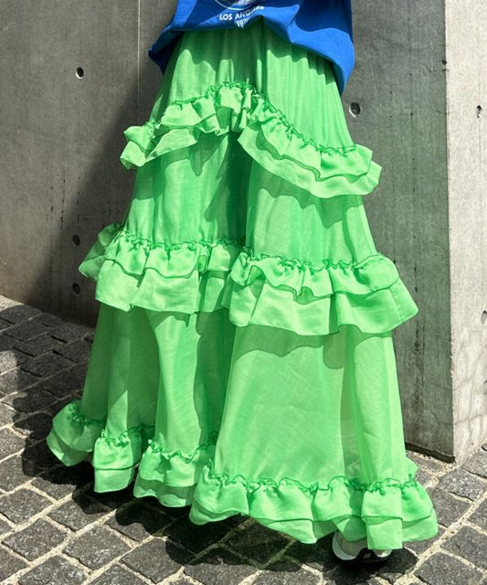 frills tiered sheer skirt (green) *JP