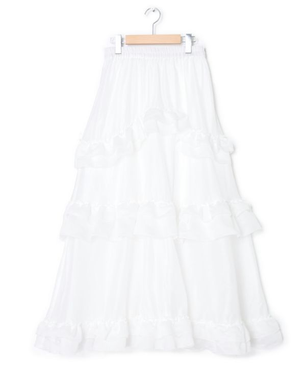 frills tiered sheer skirt (white) *JP