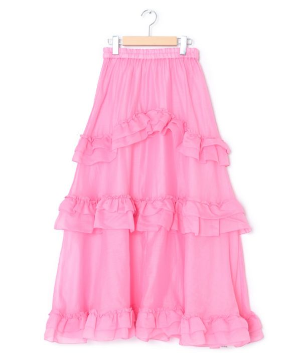 frills tiered sheer skirt (pink) *JP