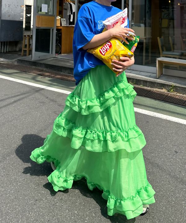 frills tiered sheer skirt (green) *JP