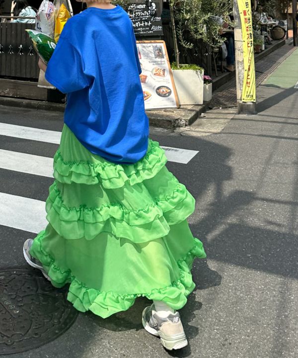 frills tiered sheer skirt (green) *JP