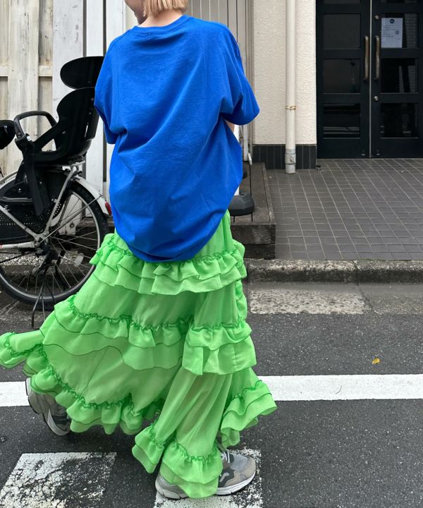 frills tiered sheer skirt (green) *JP