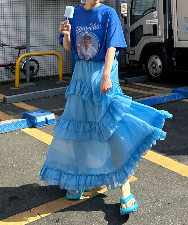 frills tiered sheer skirt (blue) *JP