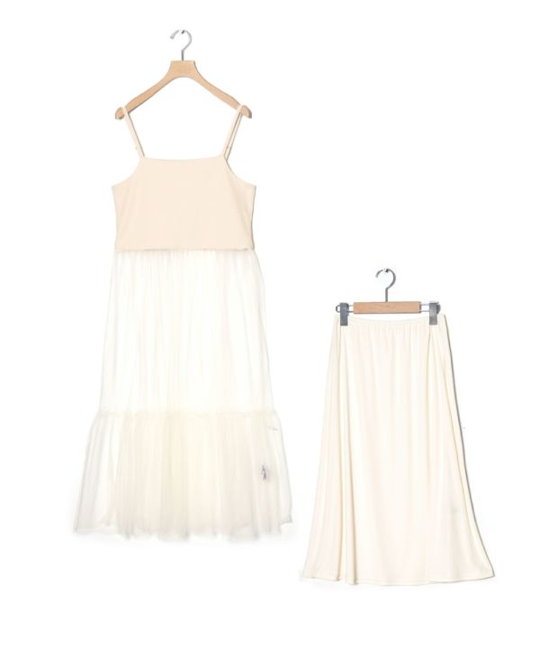 half tulle cami dress (white)*JP