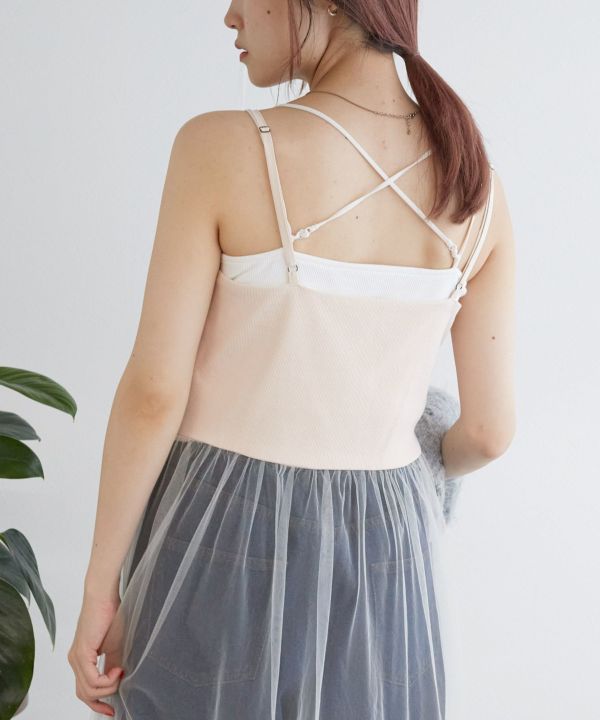 half tulle cami dress (white)*JP