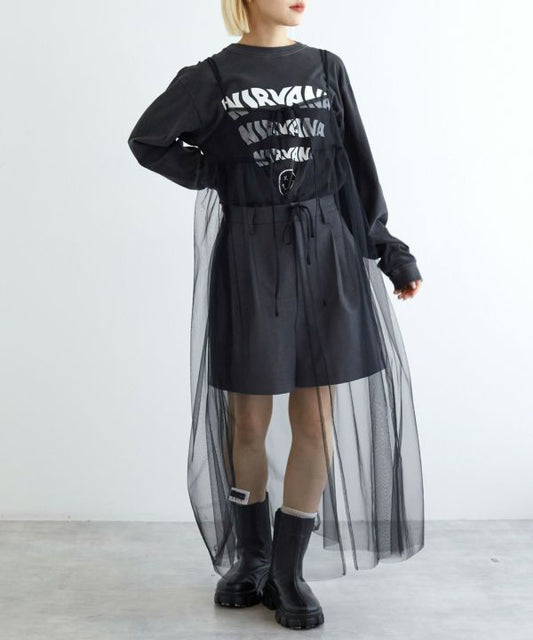 tulle ribbon ops (black) *JP