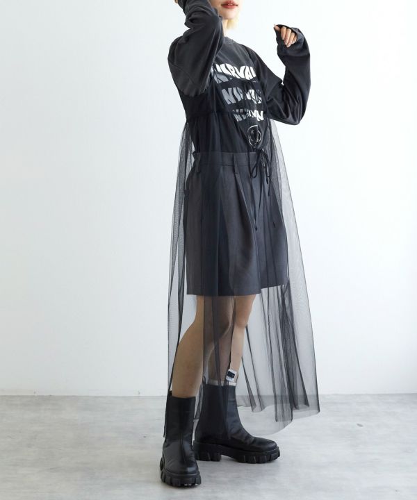 tulle ribbon ops (black) *JP