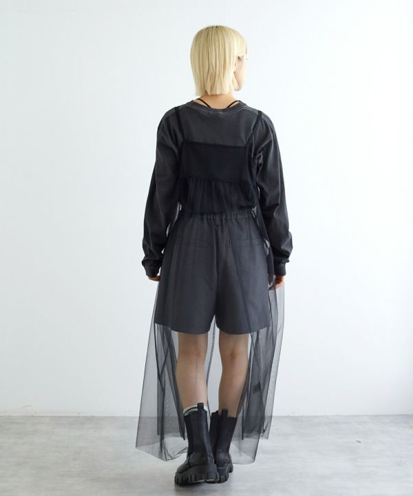 tulle ribbon ops (black) *JP