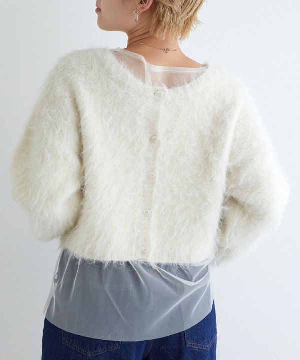 shirring tulle top (white) *JP