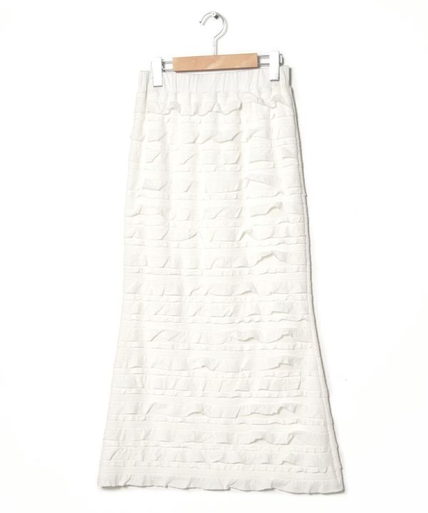 ruffle long tight skirt (white) *JP