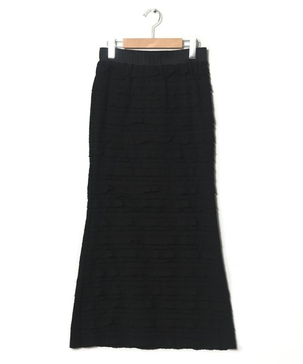 ruffle long tight skirt (black) *JP