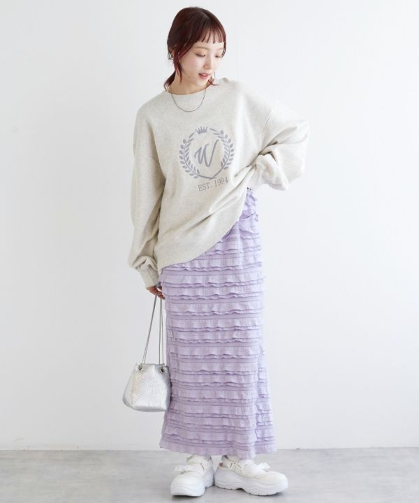 ruffle long tight skirt (lavender) *JP