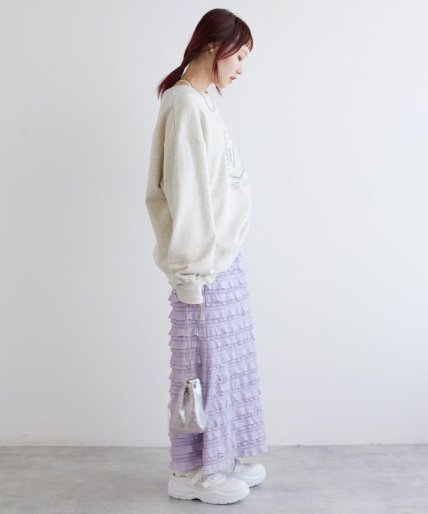 ruffle long tight skirt (lavender) *JP