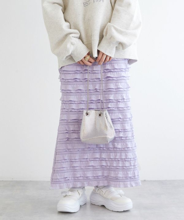 ruffle long tight skirt (lavender) *JP