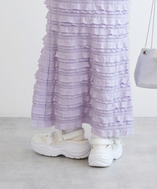 ruffle long tight skirt (lavender) *JP