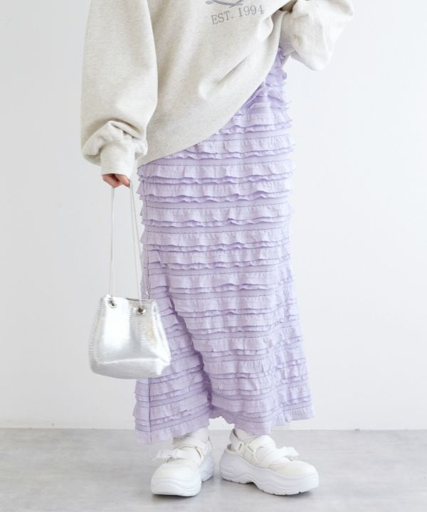 ruffle long tight skirt (lavender) *JP