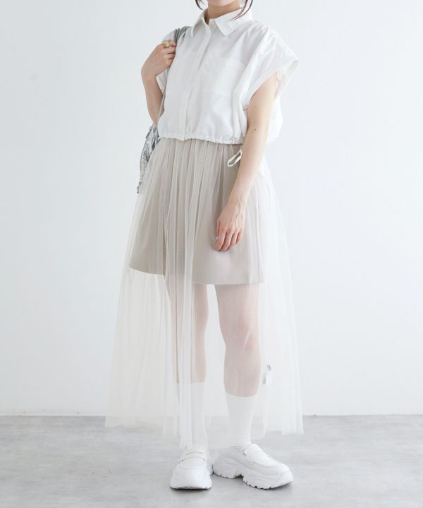 w pocket shirt dress set (white) *JP