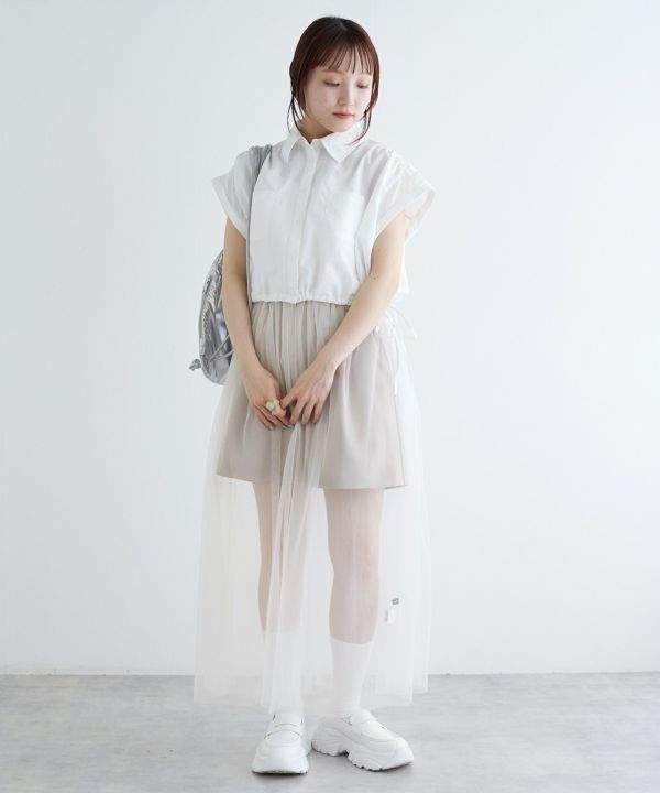 w pocket shirt dress set (white) *JP