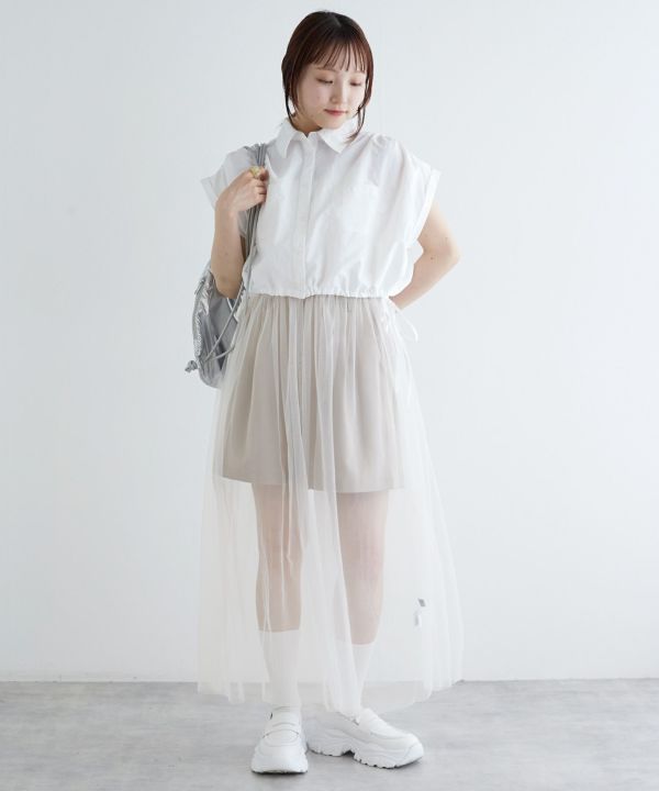 w pocket shirt dress set (white) *JP