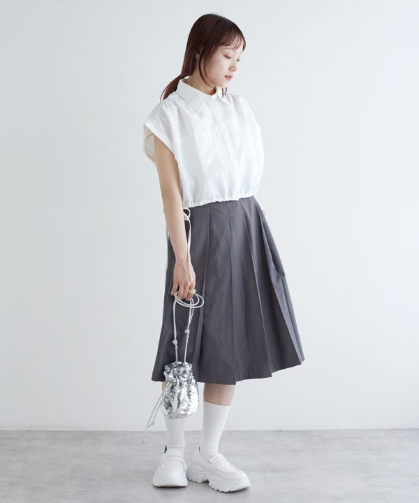 w pocket shirt dress set (white) *JP