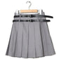 pleated skirt with belt (light grey) *JP