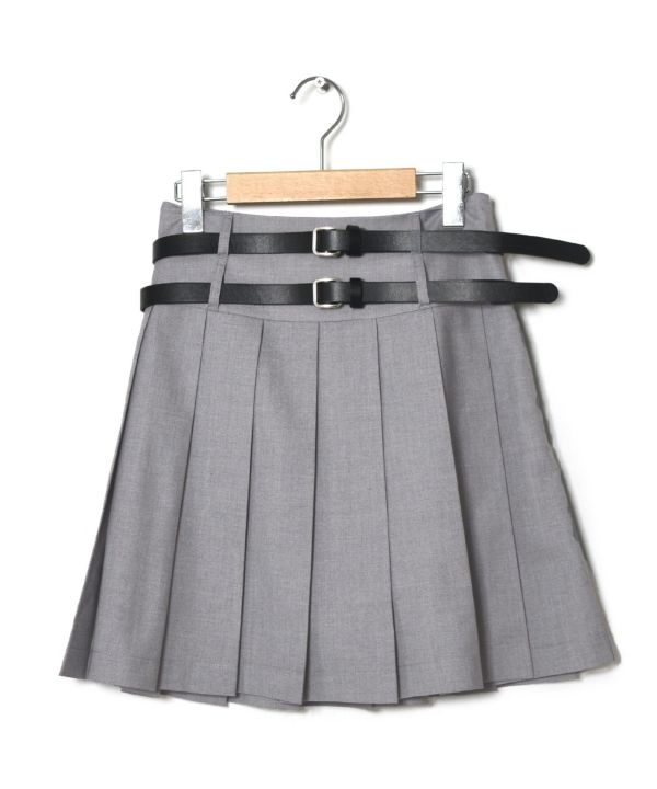 pleated skirt with belt (light grey) *JP