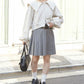 pleated skirt with belt (light grey) *JP