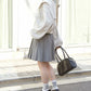 pleated skirt with belt (light grey) *JP