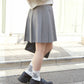 pleated skirt with belt (light grey) *JP