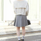 pleated skirt with belt (light grey) *JP