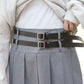 pleated skirt with belt (light grey) *JP