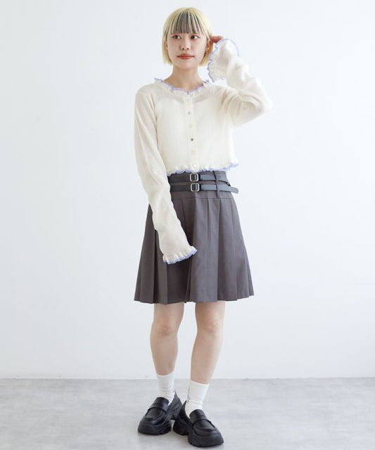 pleated skirt with belt (grey) *JP