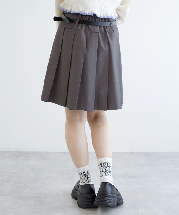 pleated skirt with belt (grey) *JP