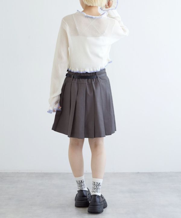 pleated skirt with belt (grey) *JP