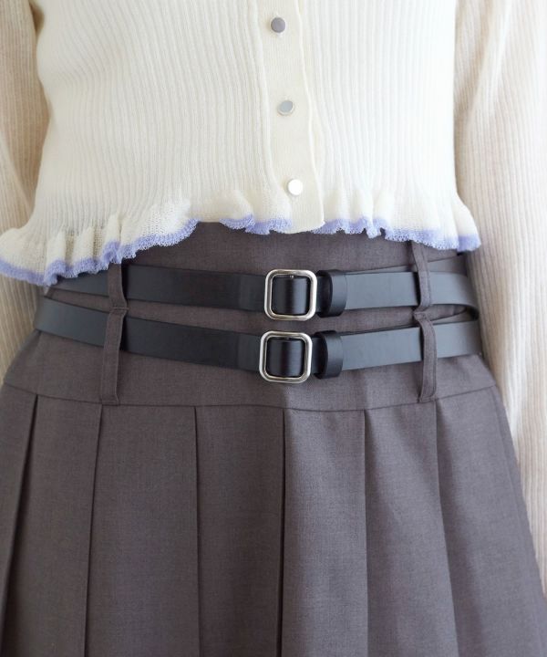 pleated skirt with belt (grey) *JP