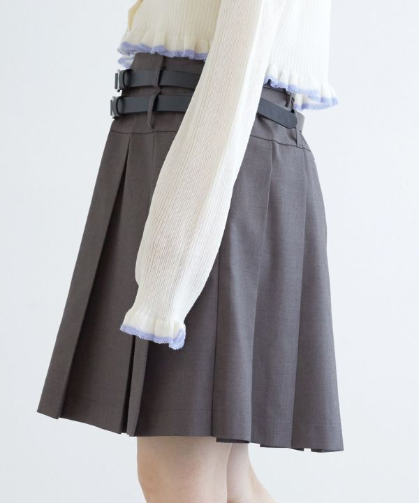 pleated skirt with belt (grey) *JP