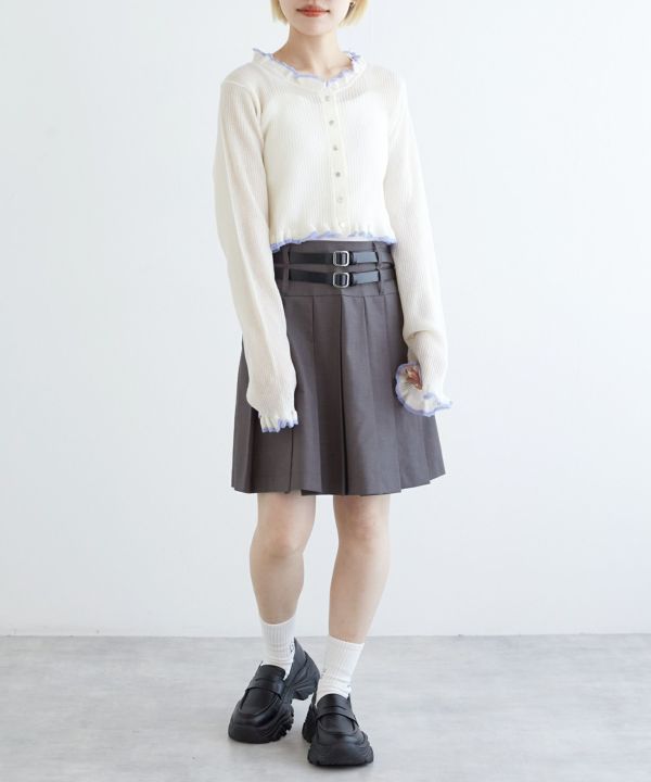 pleated skirt with belt (grey) *JP