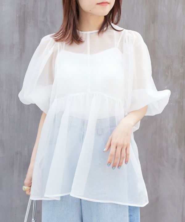 organdy volume blouse (white) *JP