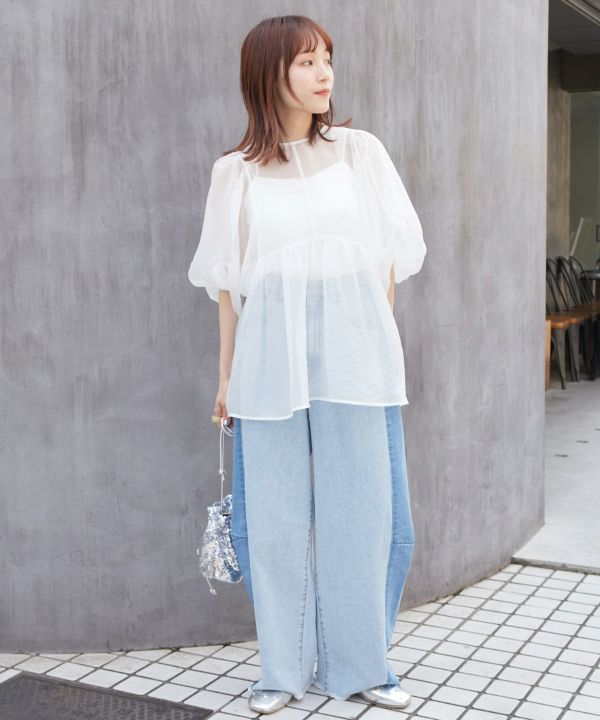 organdy volume blouse (white) *JP