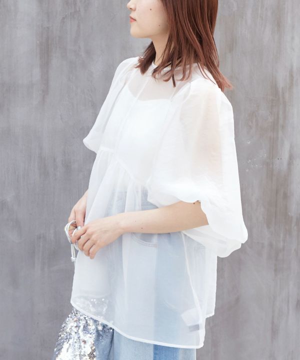 organdy volume blouse (white) *JP