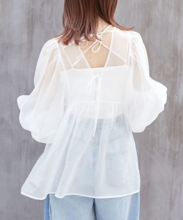 organdy volume blouse (white) *JP