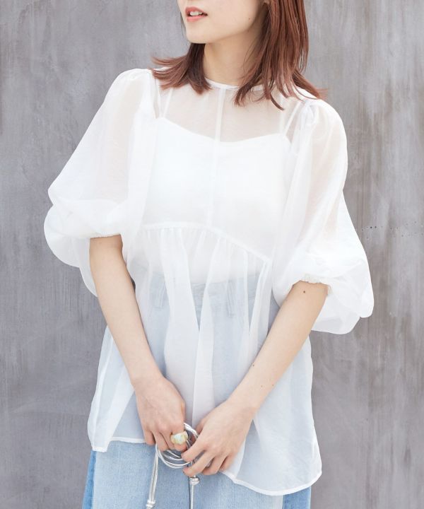 organdy volume blouse (white) *JP