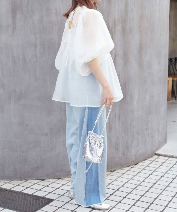 organdy volume blouse (white) *JP