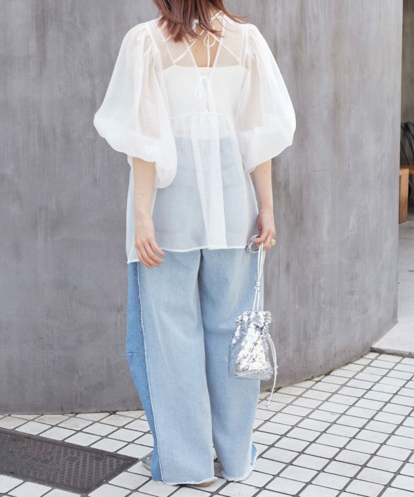 organdy volume blouse (white) *JP