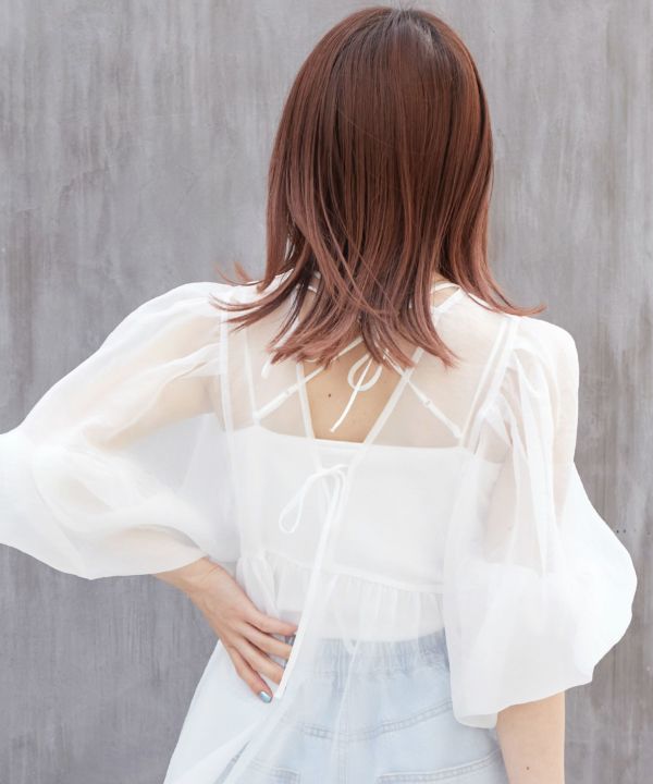 organdy volume blouse (white) *JP