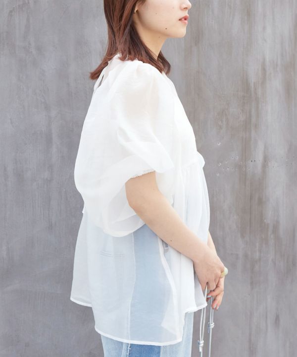 organdy volume blouse (white) *JP